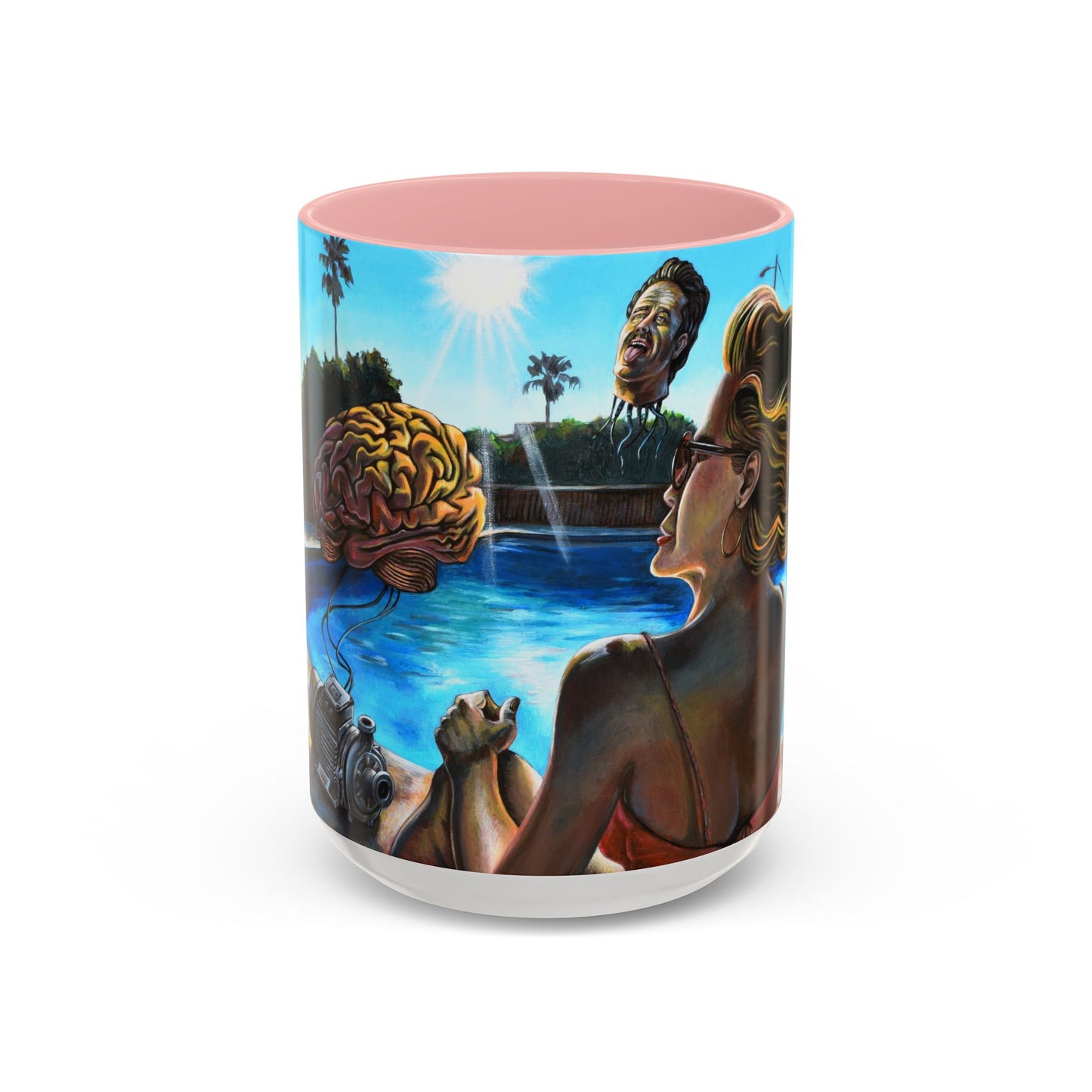 Surreal Poolside Art Coffee Mug — Color Accent 11/15oz