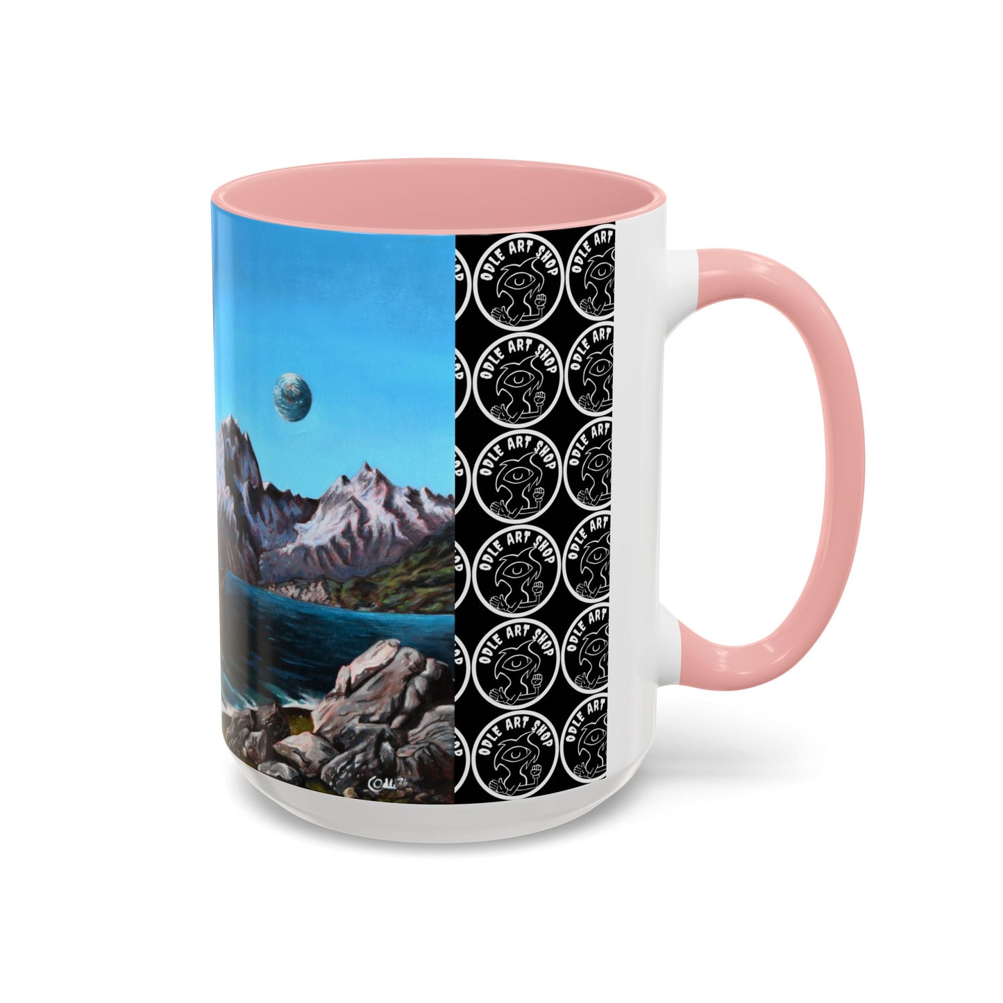Surreal Sea Monster Accent Coffee Mug — Eyeball Wave Art (11/15oz)