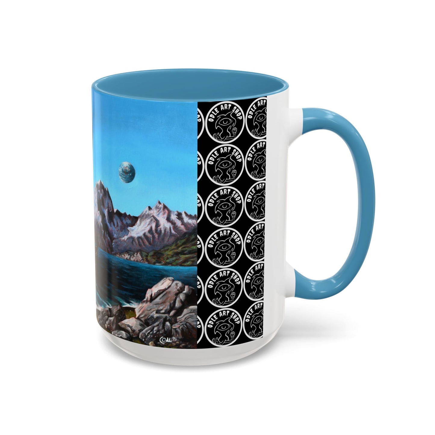 Surreal Sea Monster Accent Coffee Mug — Eyeball Wave Art (11/15oz)