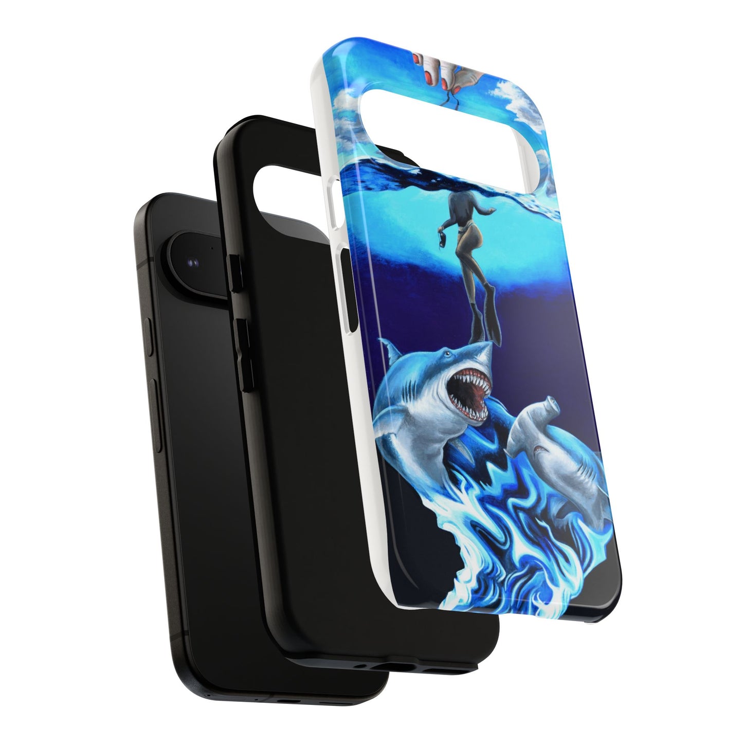 Shark Art Phone Case - Tough Cases, Unique Phone Accessories, Ocean-Inspired Gift, Underwater Art, Fun Phone Cover, Beach Lover Gift