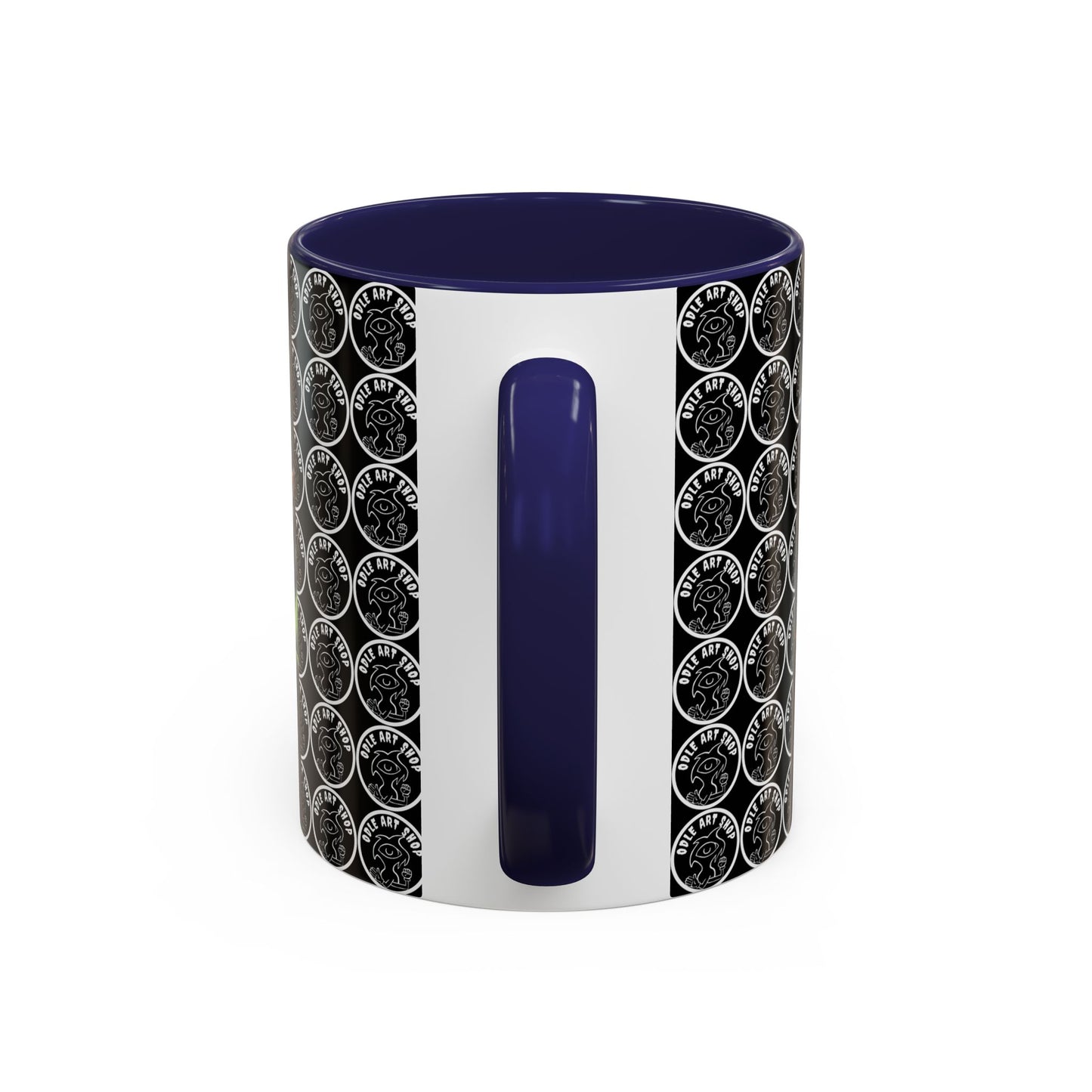 Smiley Mask Art Coffee Mug — Surreal Portrait Accent 11/15oz