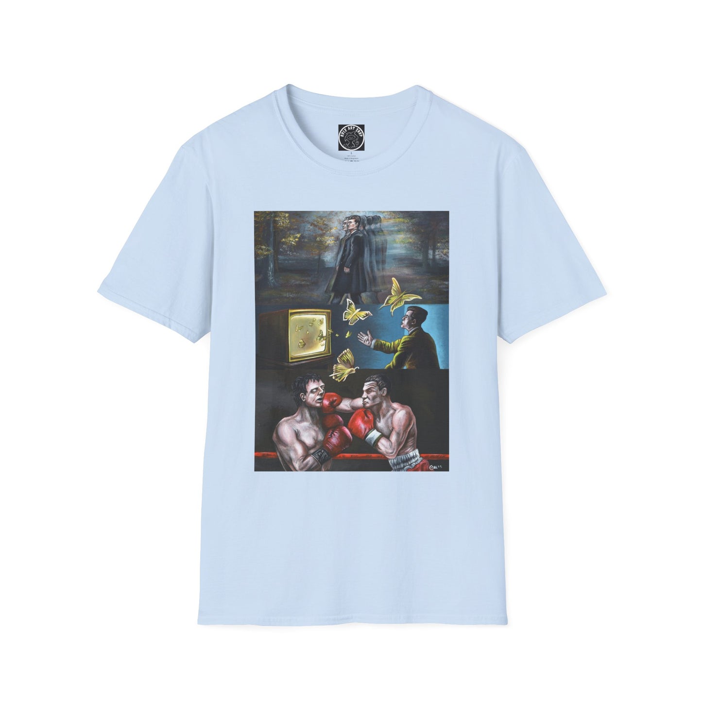 Surreal Boxing Scene T‑Shirt — Vintage Noir Collage Art Tee