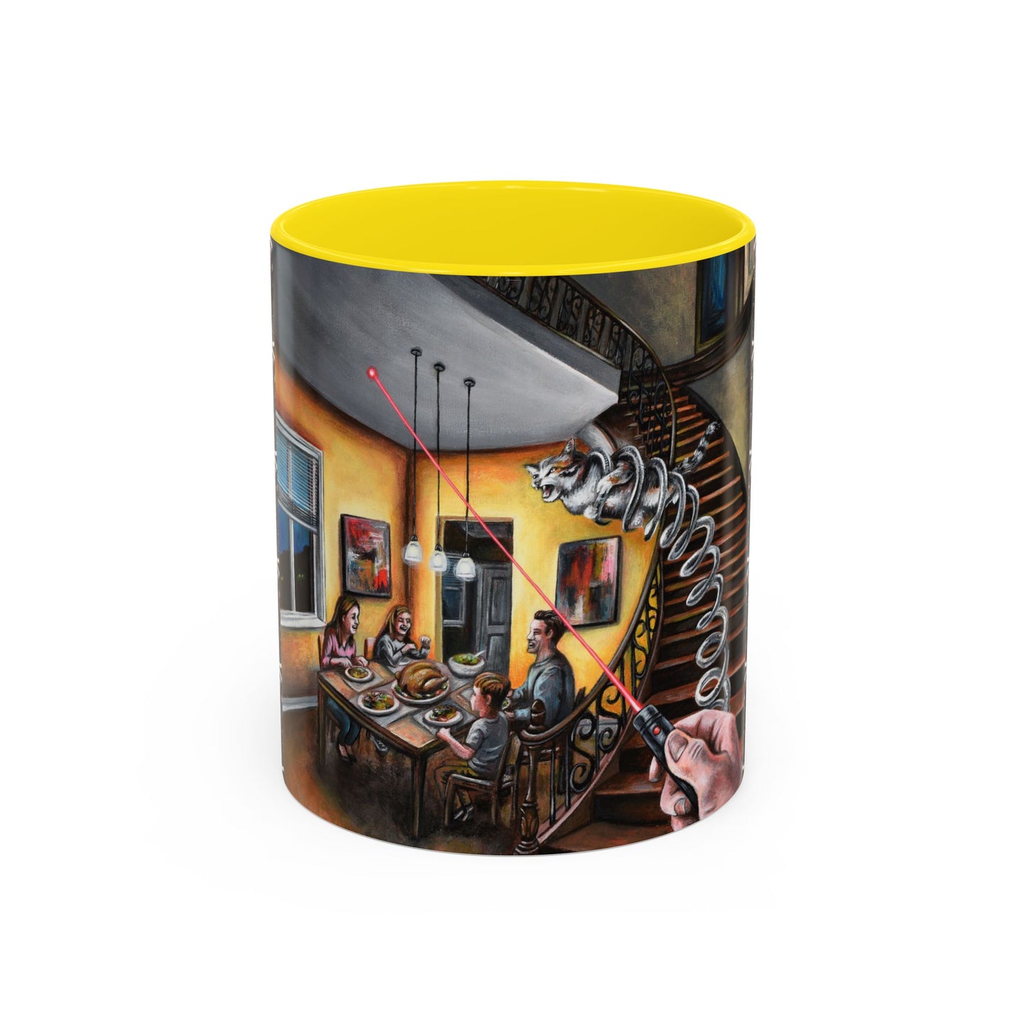 Surreal Dinner Party Accent Coffee Mug — Whimsical Art Coffee Cup (11/15oz)