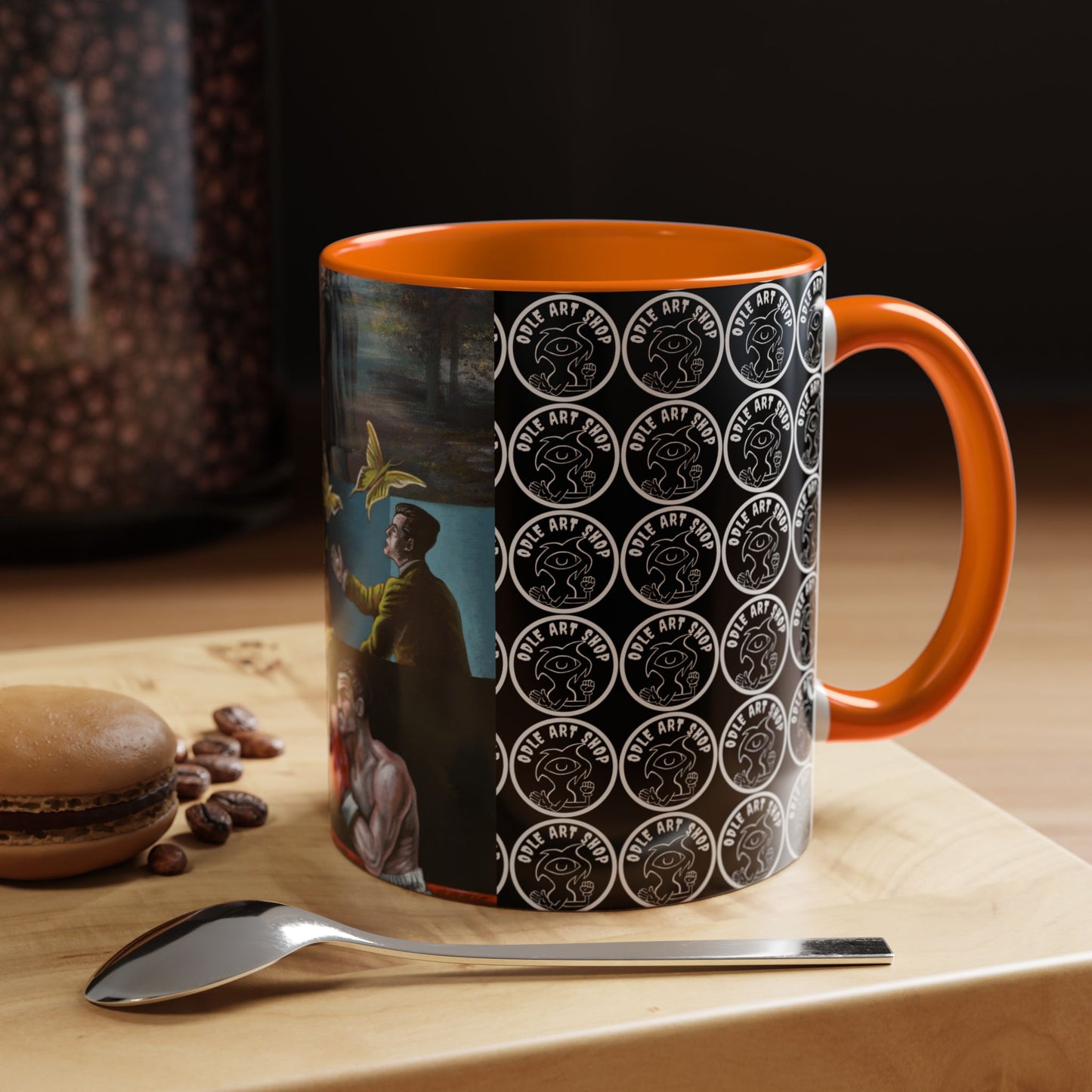 Literary Classics Collage Accent Coffee Mug — Boxing, Butterflies & Dark Forest Art (11/15oz)