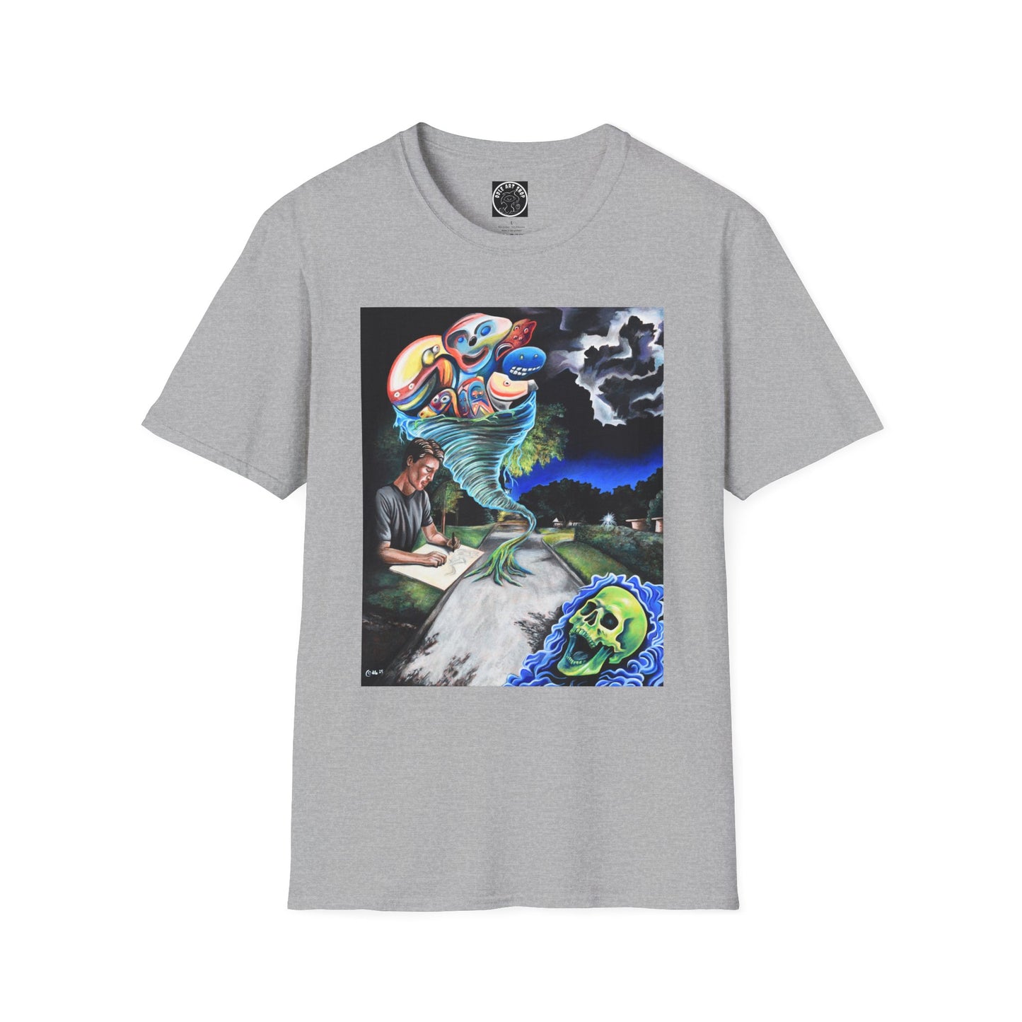 Artistic Unisex Softstyle T-Shirt with Unique Graphic Design, Casual Wear, Graphic Tee, Gift for Art Lovers, Comfortable & Stylish