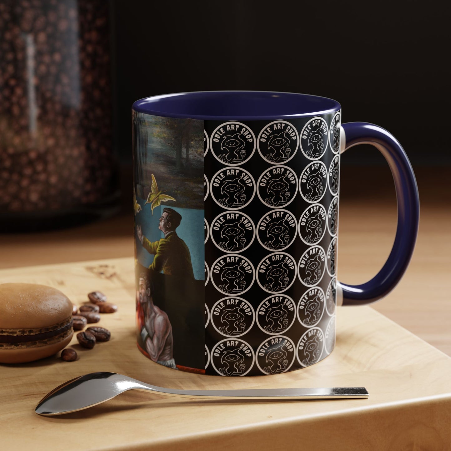 Literary Classics Collage Accent Coffee Mug — Boxing, Butterflies & Dark Forest Art (11/15oz)