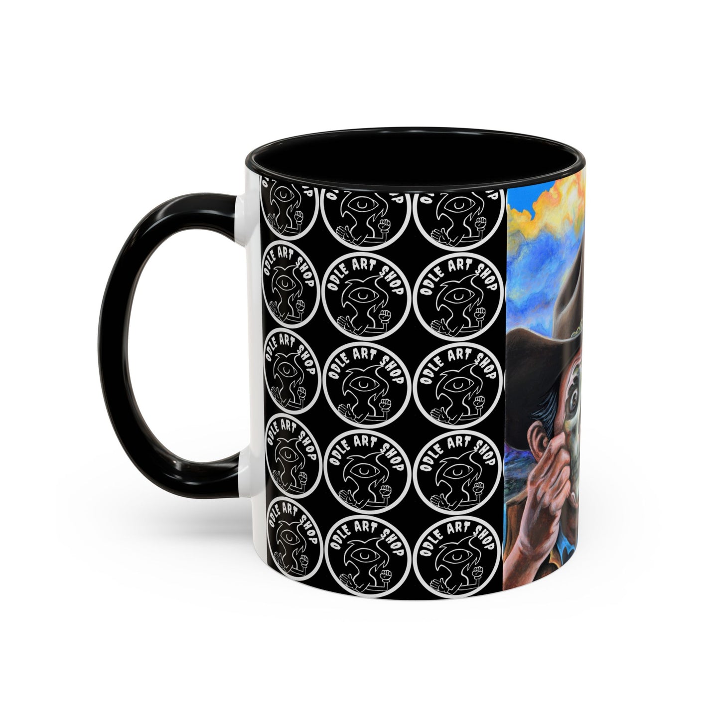 Day of the Dead Accent Coffee Mug, Colorful Skull Design Mug, Halloween Coffee Cup, Unique Art Coffee Mug