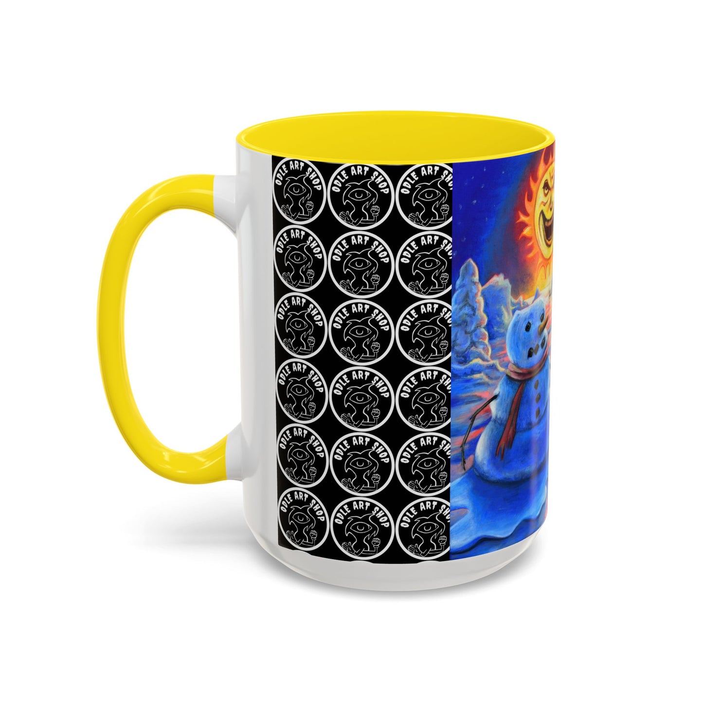 Vibrant Polar Art Coffee Mug | Fun Winter Beverage Cup, Holiday Gift, Unique Decor, Colorful Drinkware, Snowman Design