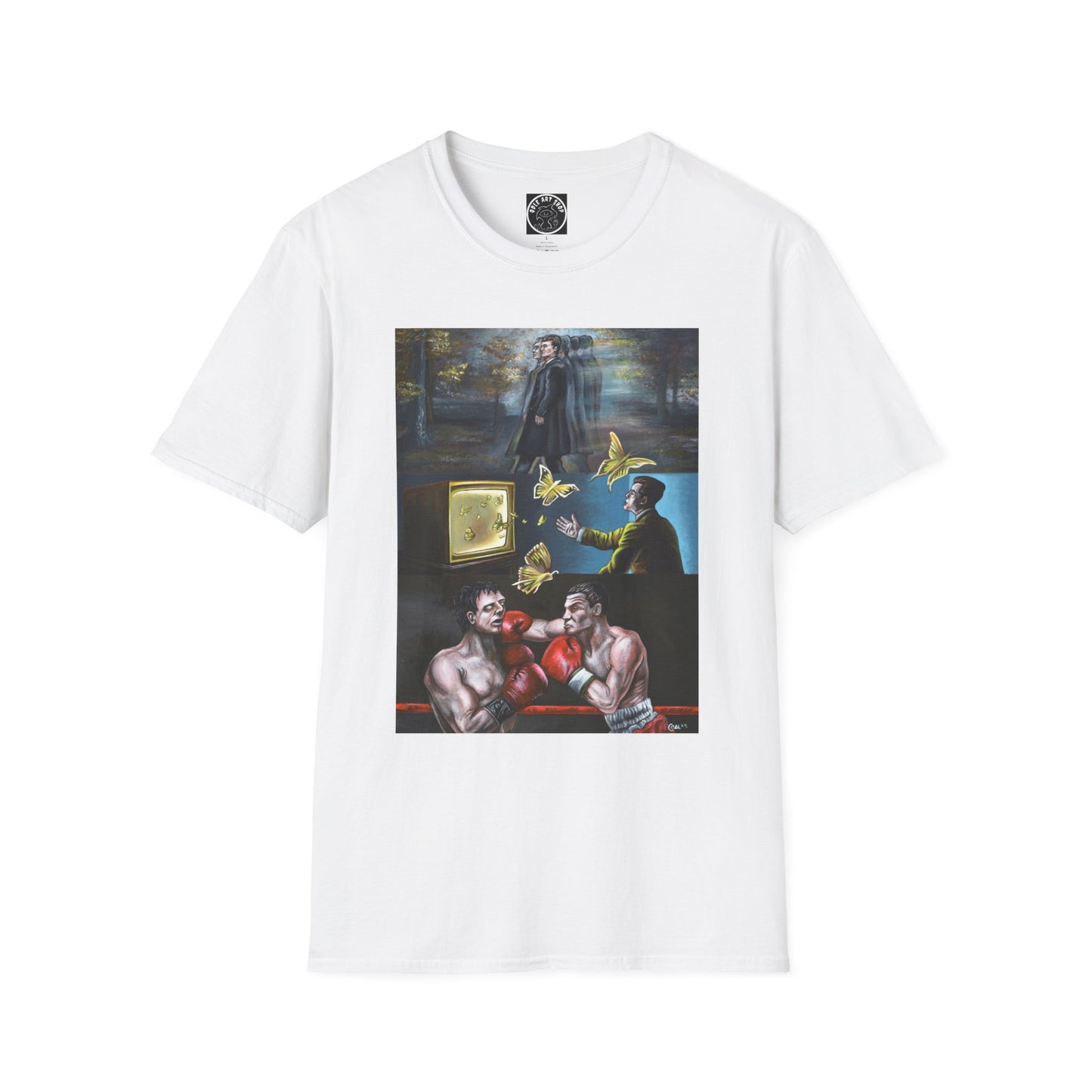 Surreal Boxing Scene T‑Shirt — Vintage Noir Collage Art Tee