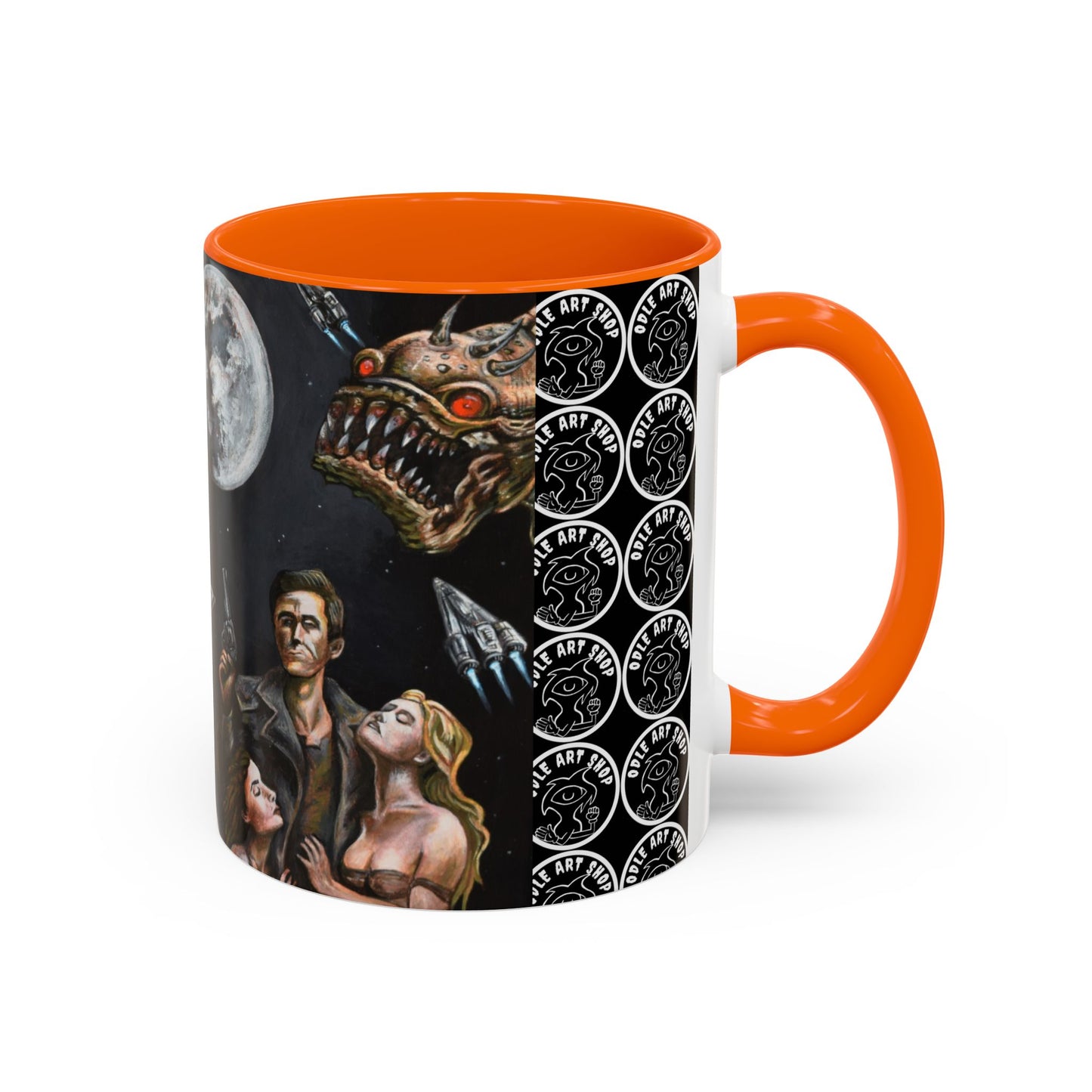 Space Adventure Coffee Mug - Retro Sci‑Fi Crew & Alien Monsters
