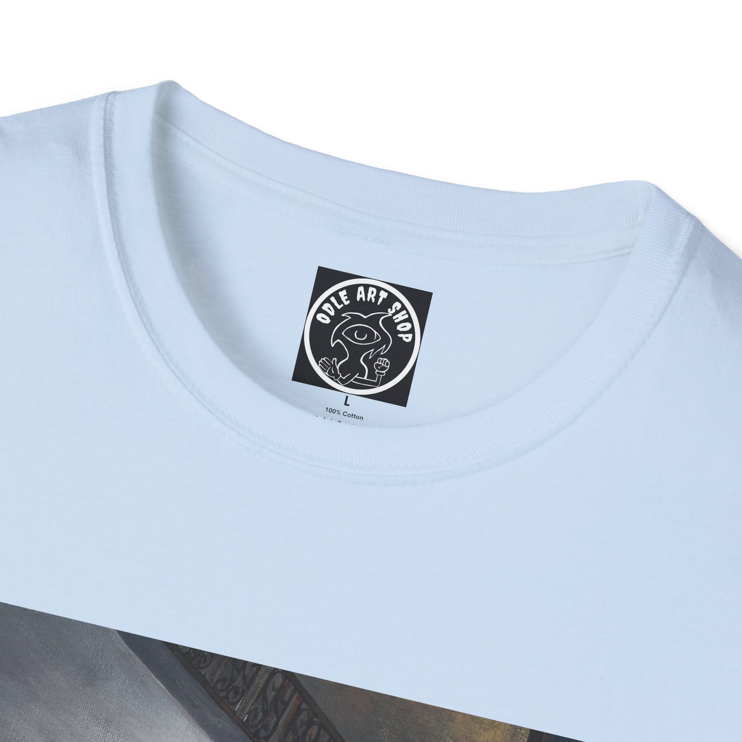 Surreal Spiral Staircase Art T-Shirt — Hand-Painted Room Scene Graphic Tee