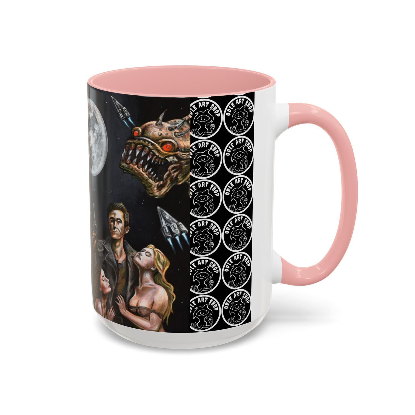 Space Adventure Coffee Mug - Retro Sci‑Fi Crew & Alien Monsters