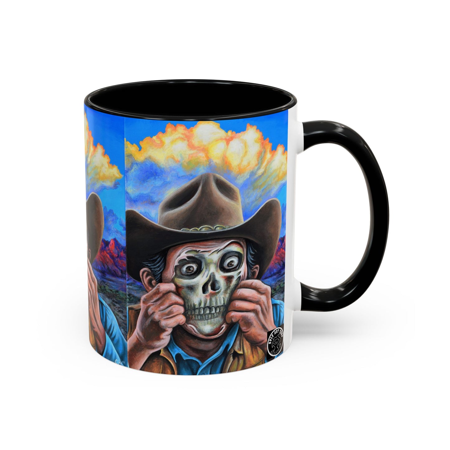 Day of the Dead Accent Coffee Mug, Colorful Skull Design Mug, Halloween Coffee Cup, Gift for Latinos, Unique Art Coffee Mug
