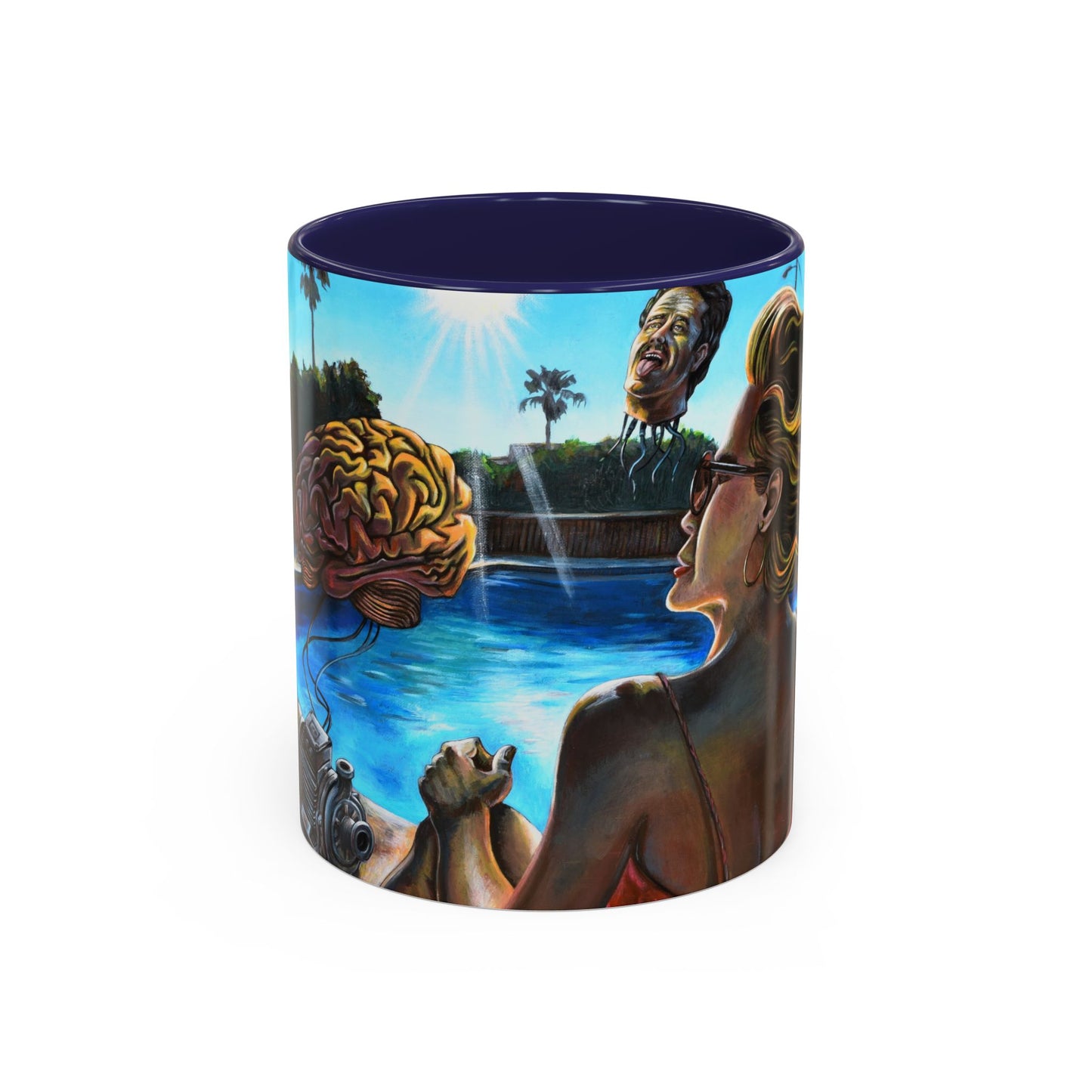 Surreal Poolside Art Coffee Mug — Color Accent 11/15oz