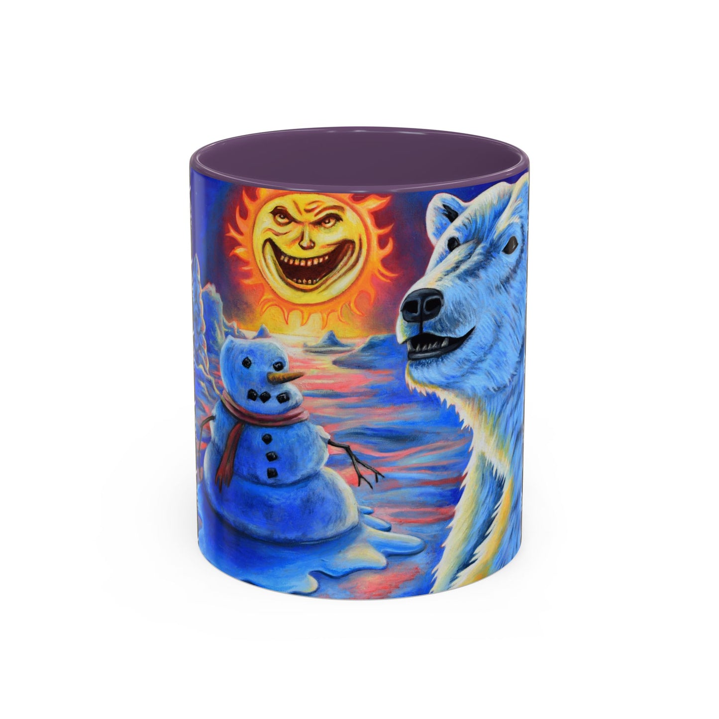 Vibrant Polar Art Coffee Mug | Fun Winter Beverage Cup, Holiday Gift, Unique Decor, Colorful Drinkware, Snowman Design