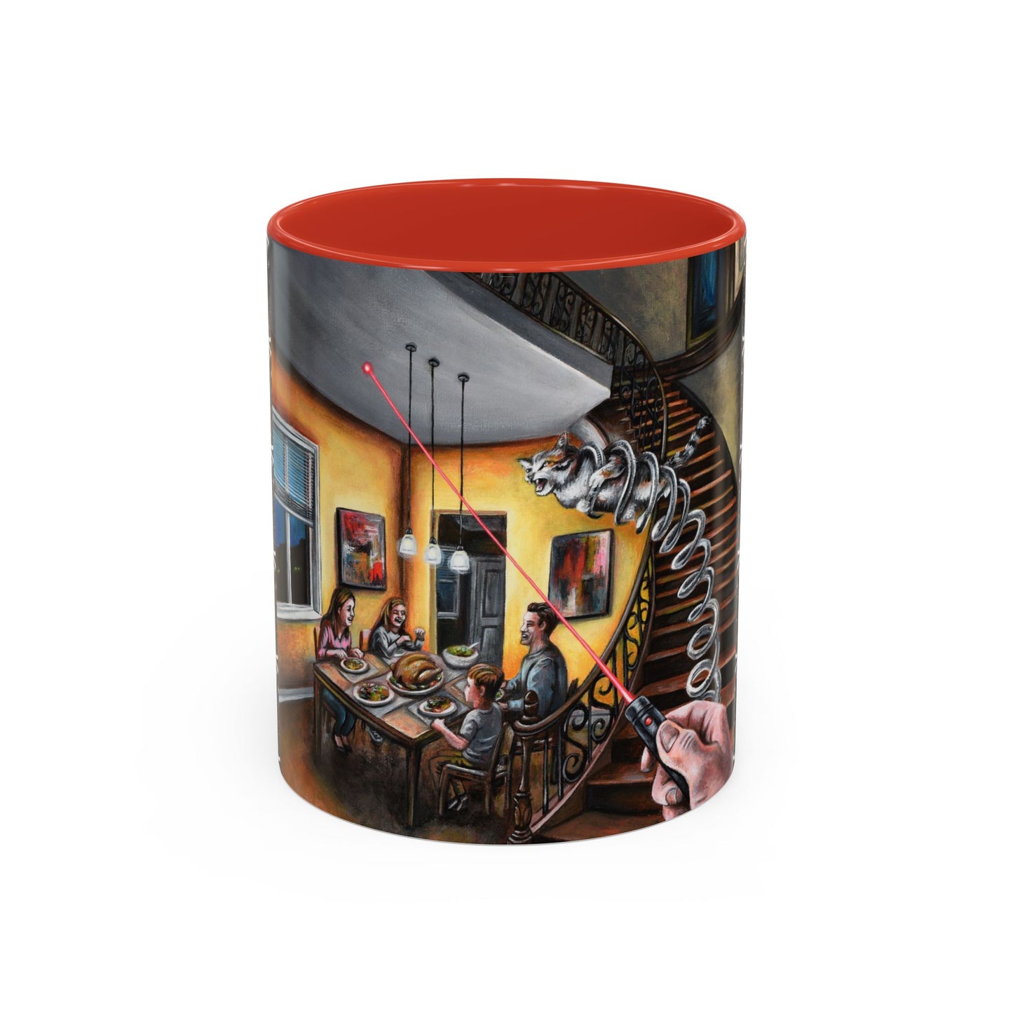 Surreal Dinner Party Accent Coffee Mug — Whimsical Art Coffee Cup (11/15oz)