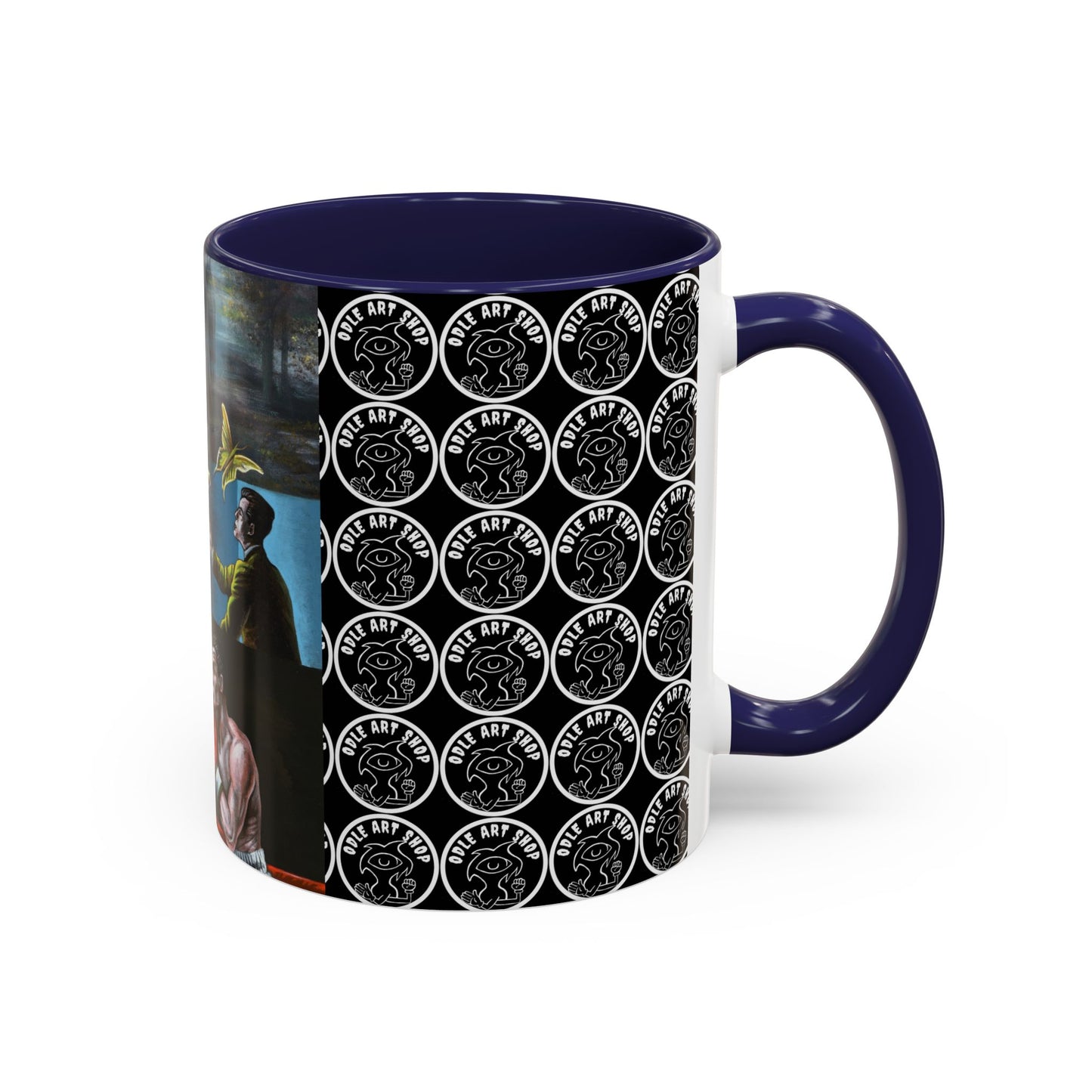 Literary Classics Collage Accent Coffee Mug — Boxing, Butterflies & Dark Forest Art (11/15oz)