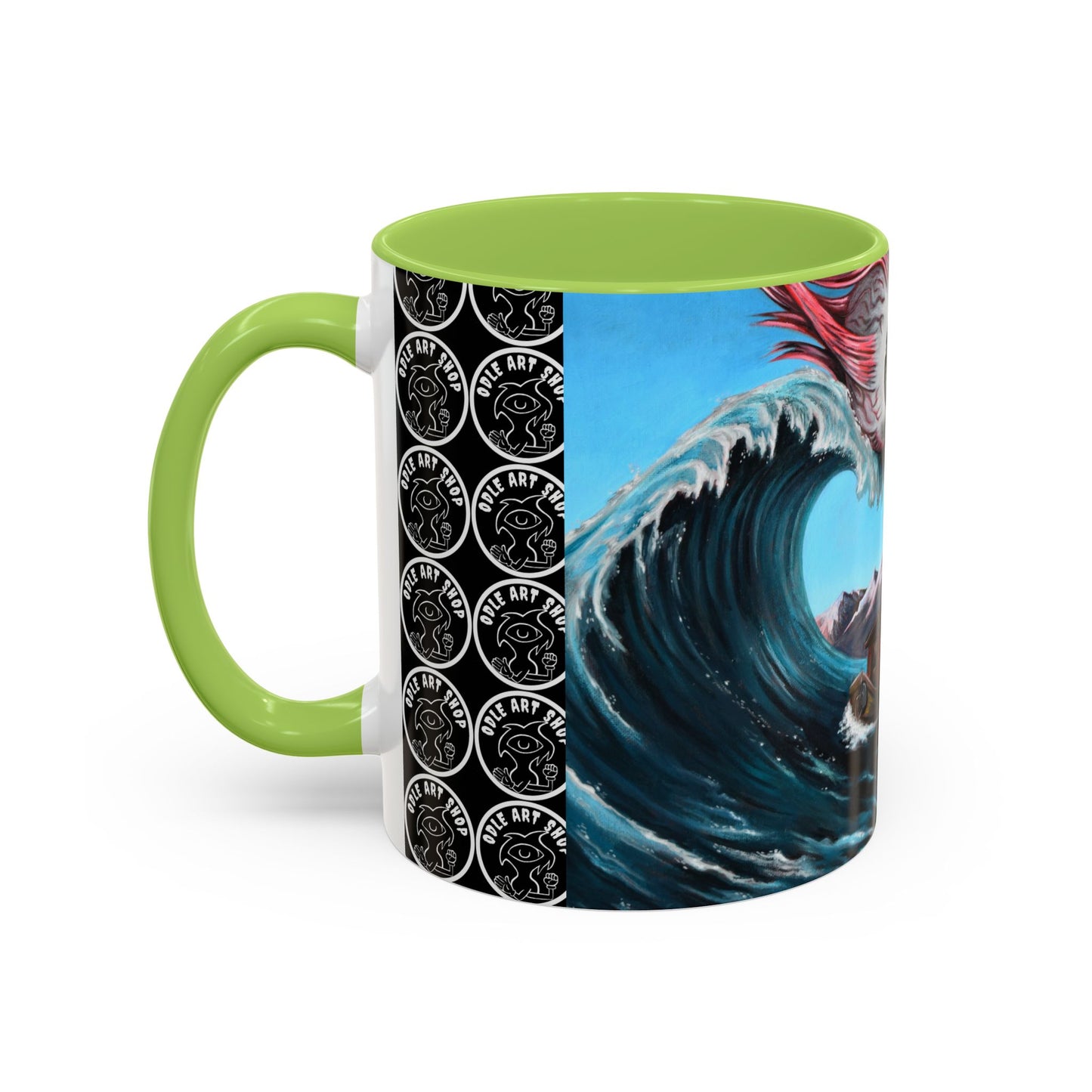 Surreal Sea Monster Accent Coffee Mug — Eyeball Wave Art (11/15oz)