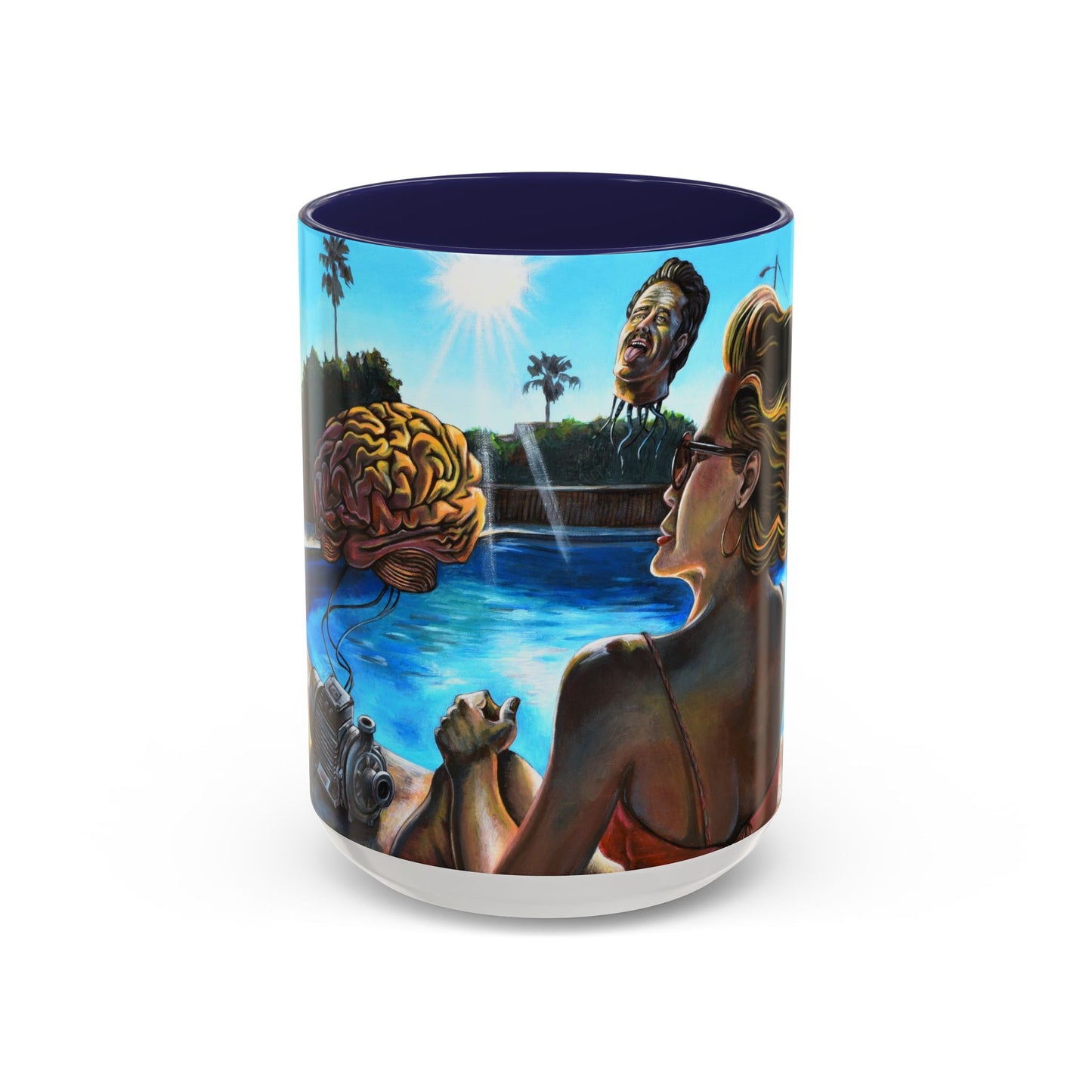 Surreal Poolside Art Coffee Mug — Color Accent 11/15oz