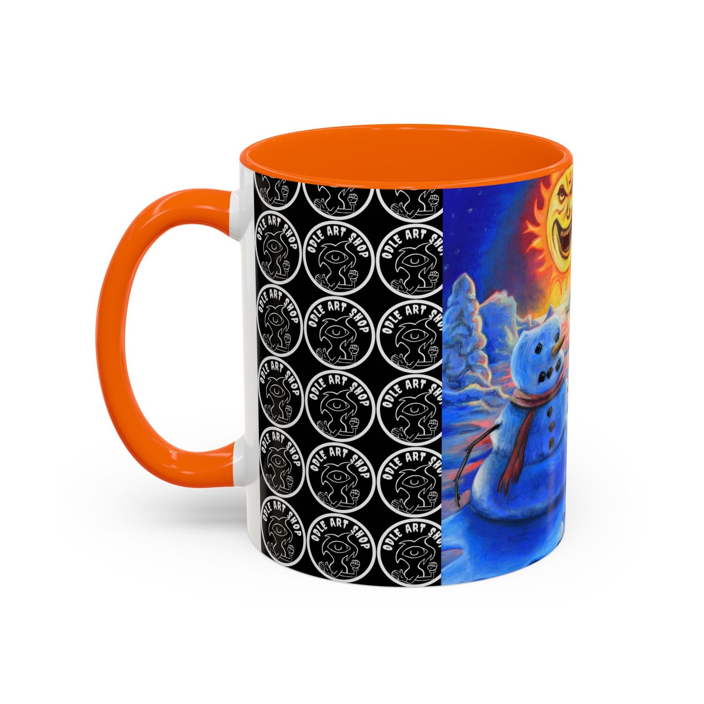Vibrant Polar Art Coffee Mug | Fun Winter Beverage Cup, Holiday Gift, Unique Decor, Colorful Drinkware, Snowman Design